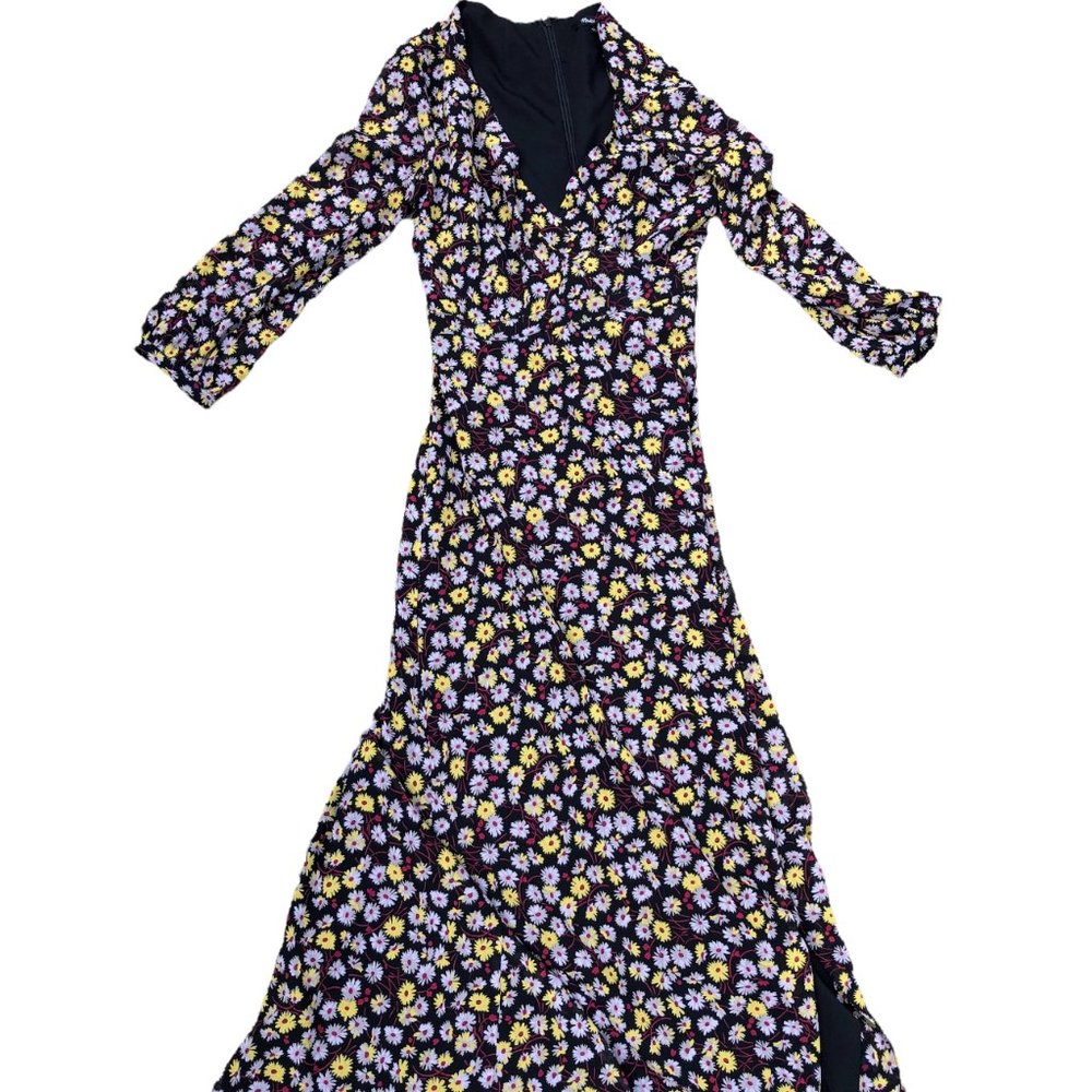 MADEWELL Floral Maxi Wrap Dress Women's 2 Long V Neck Long Sleeve Summer